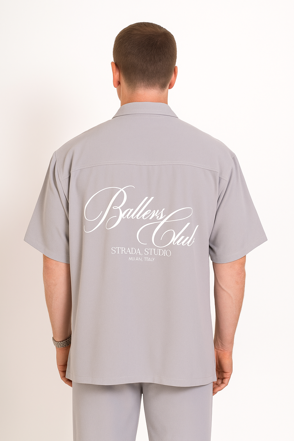 STRADA CLUB Bowling Shirt- Light Grey