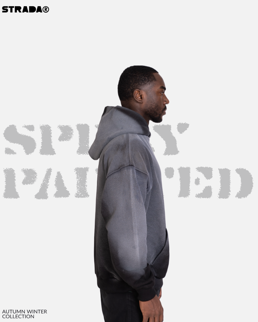 STRADA Spray Painted Oversized Hoodie – Black Gradient finish Hoodie - STRADA