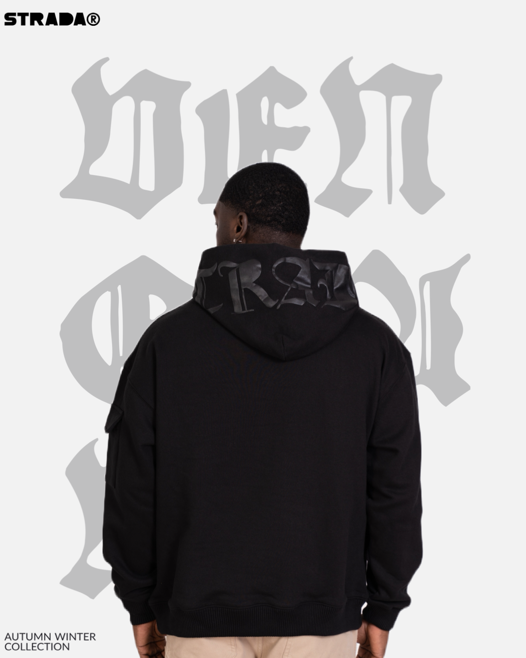 STRADA Vengeance Oversized Black Hoodie - Graphic Gothic Print and Tree Hoodie - STRADA