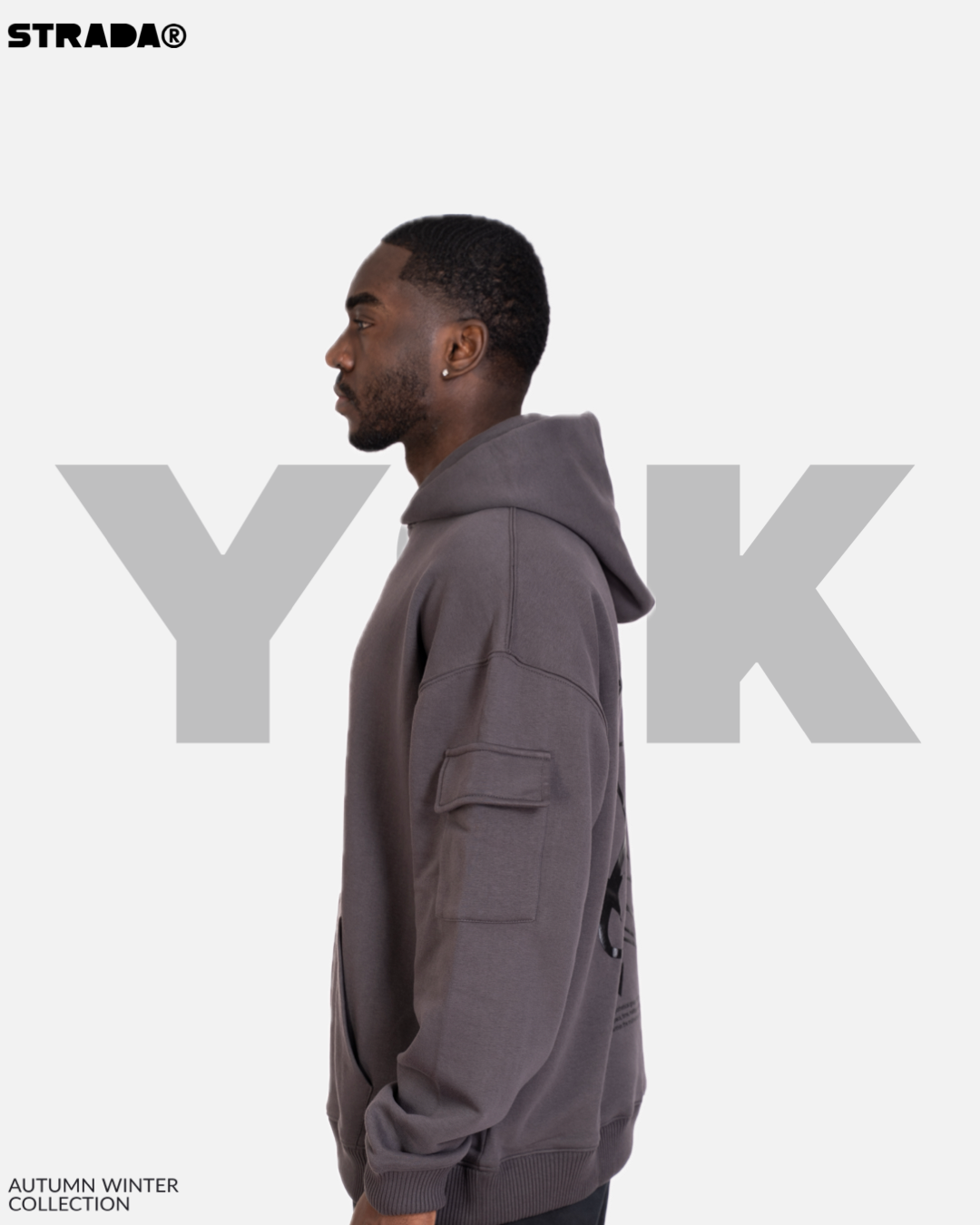 STRADA Y2K Oversized Hoodie – Graphic Streetwear Hoodie in Charcoal Grey - STRADA