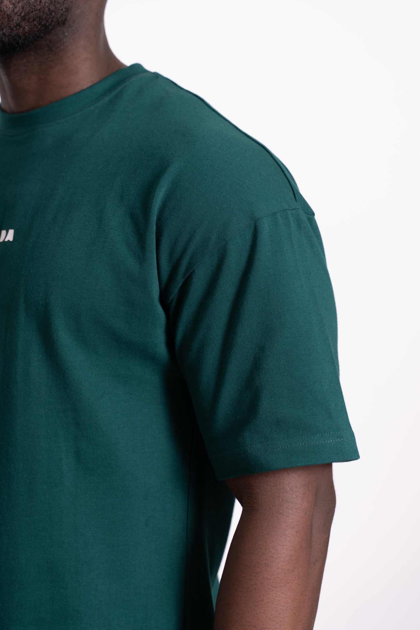 STRADA Logo Oversized Crew Neck T-Shirt- Deep Forest Green - STRADA