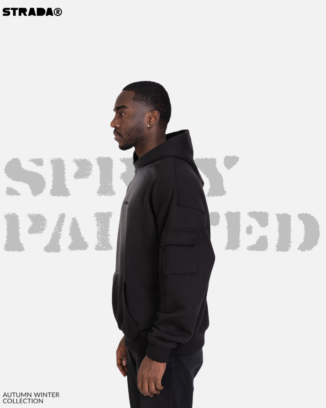 STRADA Spray Painted Oversized Hoodie – Black Gradient finish Hoodie - STRADA