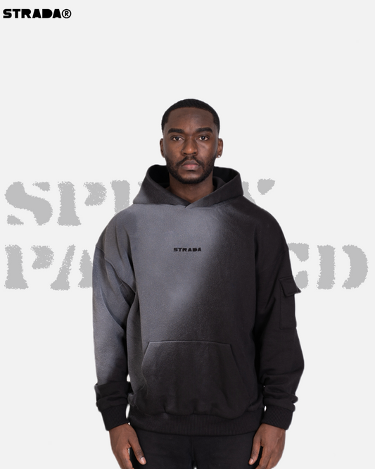 STRADA Spray Painted Oversized Hoodie – Black Gradient finish Hoodie - STRADA