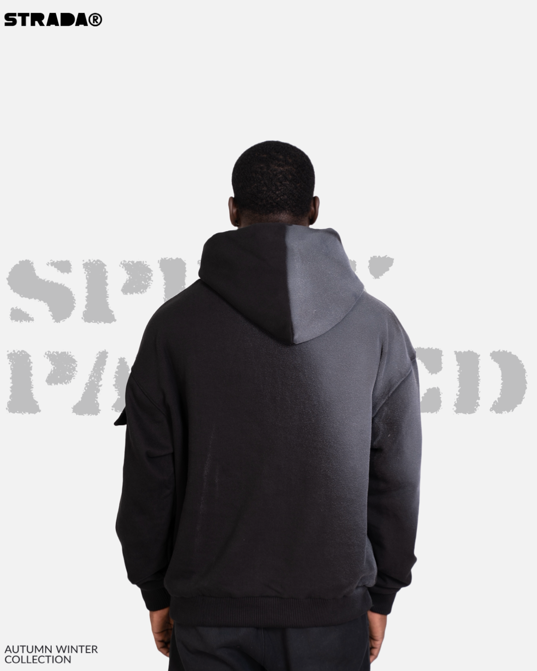 STRADA Spray Painted Oversized Hoodie – Black Gradient finish Hoodie - STRADA