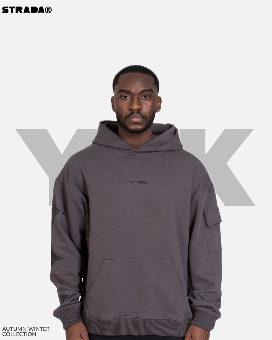 STRADA Y2K Oversized Hoodie – Graphic Streetwear Hoodie in Charcoal Grey - STRADA