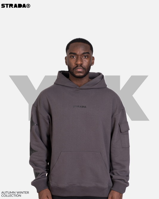 STRADA Y2K Oversized Hoodie – Graphic Streetwear Hoodie in Charcoal Grey - STRADA