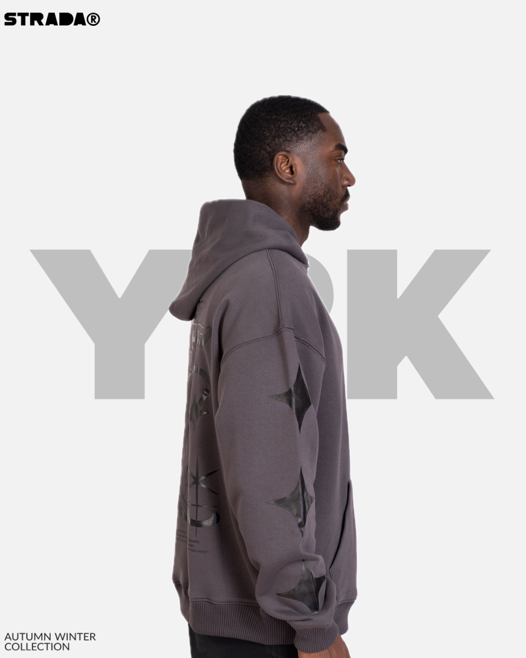 STRADA Y2K Oversized Hoodie – Graphic Streetwear Hoodie in Charcoal Grey - STRADA