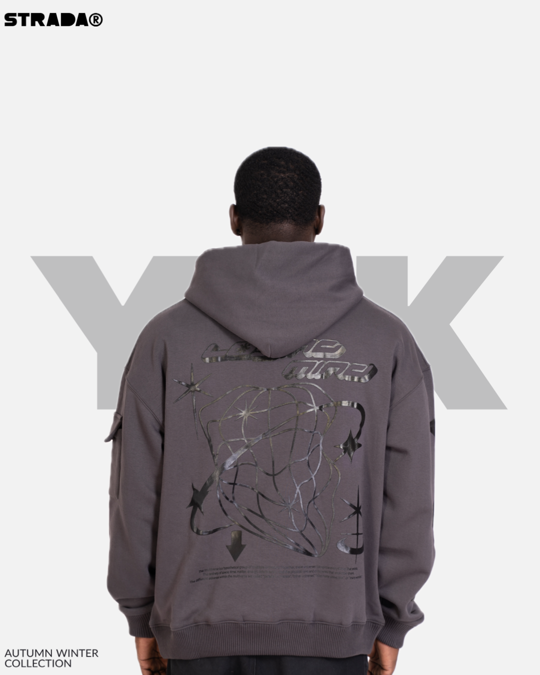 STRADA Y2K Oversized Hoodie – Graphic Streetwear Hoodie in Charcoal Grey - STRADA