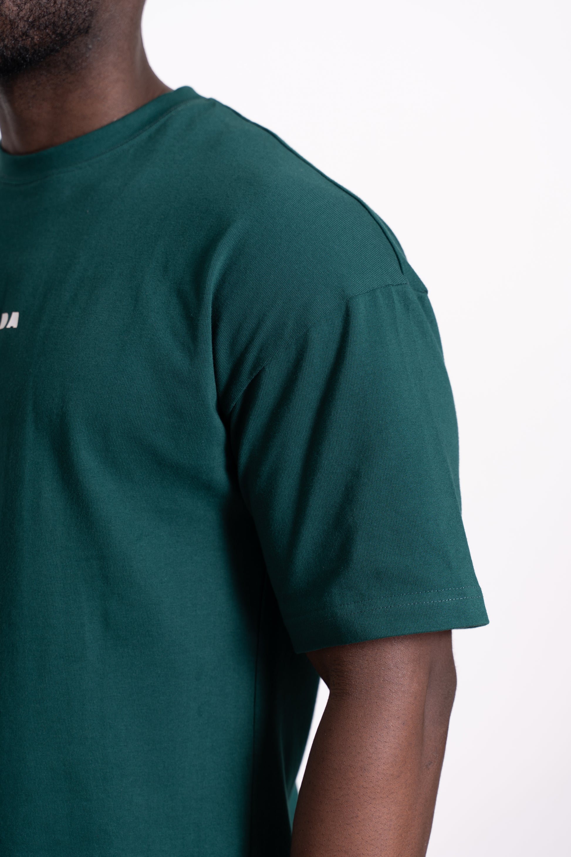 STRADA Logo Oversized Crew Neck T-Shirt- Deep Forest Green - STRADA